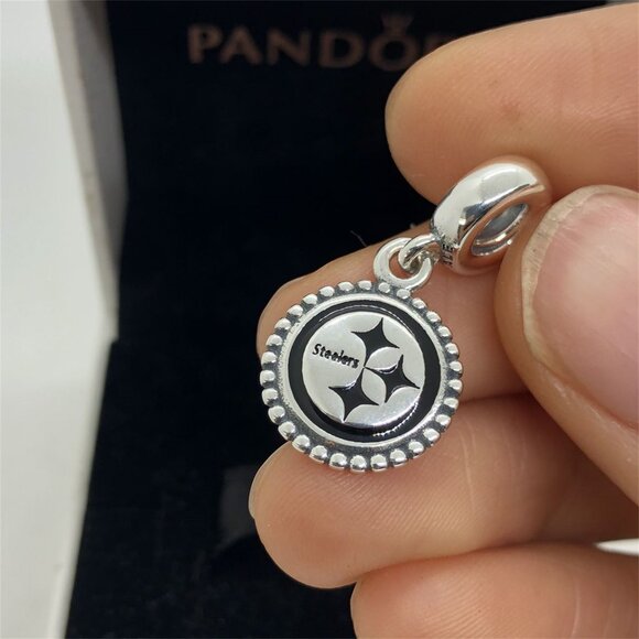 ✨🔥Pandora Pittsburgh Steelers Dangle Charm Football Charm - Picture 1 of 6